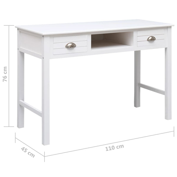 vidaXL Desk White 110x45x76 cm Wood