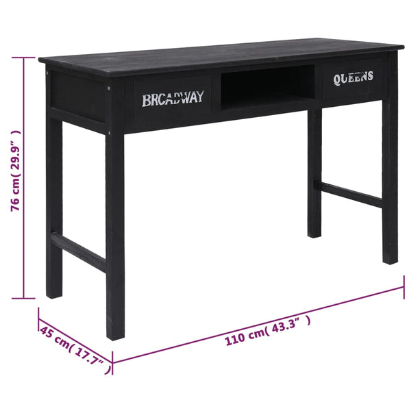 vidaXL Console Table Black 110 x 45 x 76 cm Wood