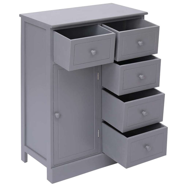 vidaXL Sideboard with 10 Drawers Grey 113x30x79 cm Wood