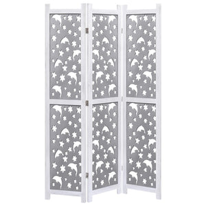 vidaXL 3-Panel Room Divider Grey 105 x 165 cm Solid Wood