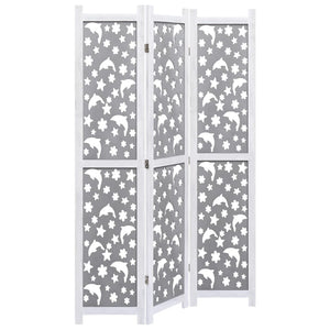 vidaXL 3-Panel Room Divider Grey 105 x 165 cm Solid Wood