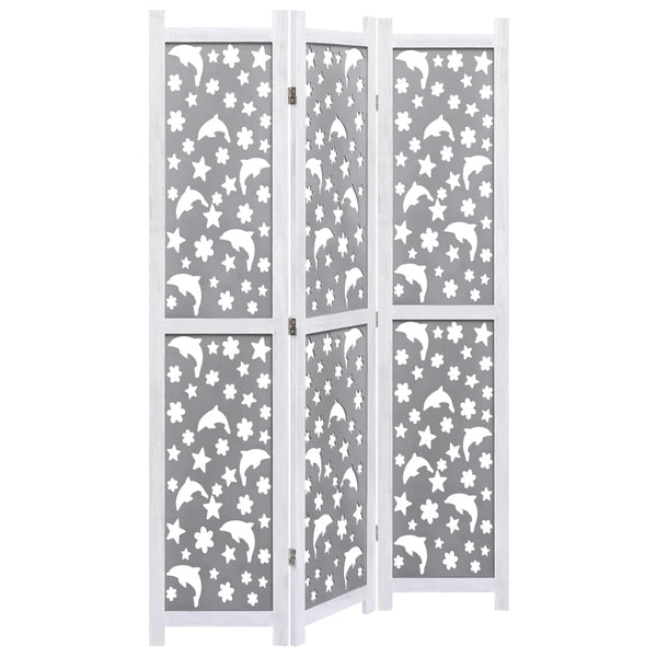 vidaXL 3-Panel Room Divider Grey 105 x 165 cm Solid Wood
