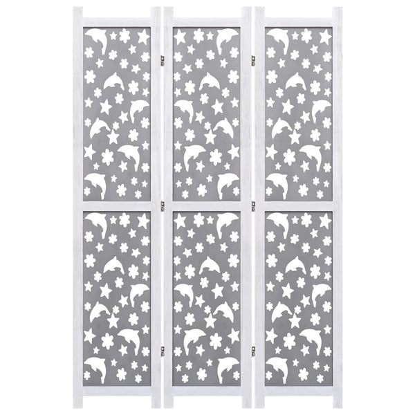 vidaXL 3-Panel Room Divider Grey 105 x 165 cm Solid Wood