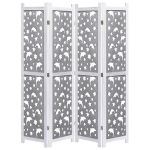 vidaXL 4-Panel Room Divider Grey 140 x 165 cm Solid Wood