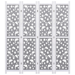 vidaXL 4-Panel Room Divider Grey 140 x 165 cm Solid Wood
