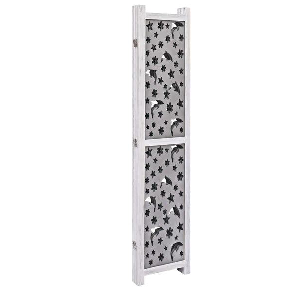 vidaXL 4-Panel Room Divider Grey 140 x 165 cm Solid Wood
