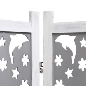 vidaXL 4-Panel Room Divider Grey 140 x 165 cm Solid Wood