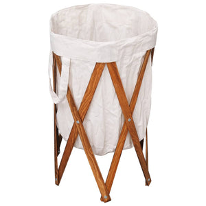 vidaXL Foldable Laundry Hamper Cream White Wood and Fabric