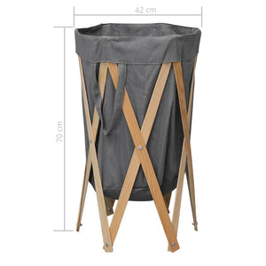 vidaXL Foldable Laundry Hamper Grey Wood and Fabric