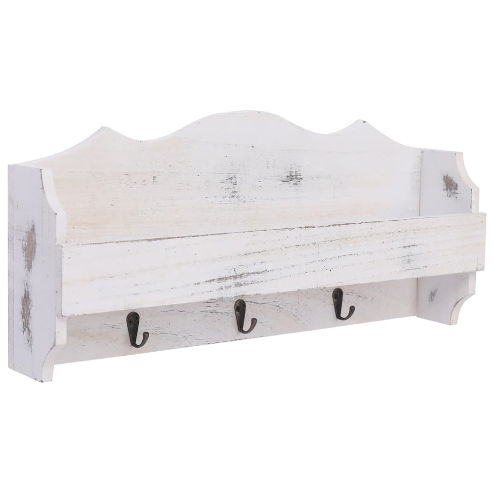 vidaXL Wall-Mounted Coat Rack White 50x10x23 cm Wood