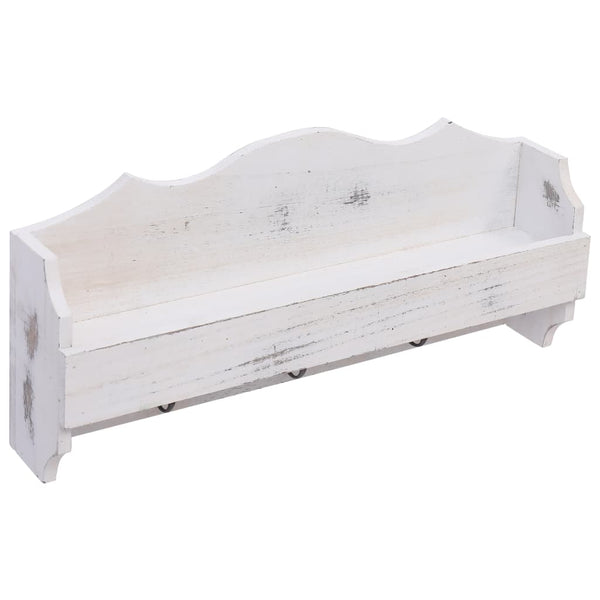 vidaXL Wall-Mounted Coat Rack White 50x10x23 cm Wood
