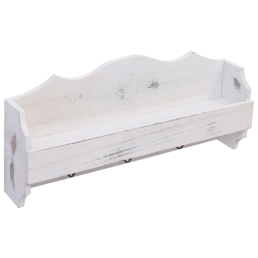 vidaXL Wall-Mounted Coat Rack White 50x10x23 cm Wood