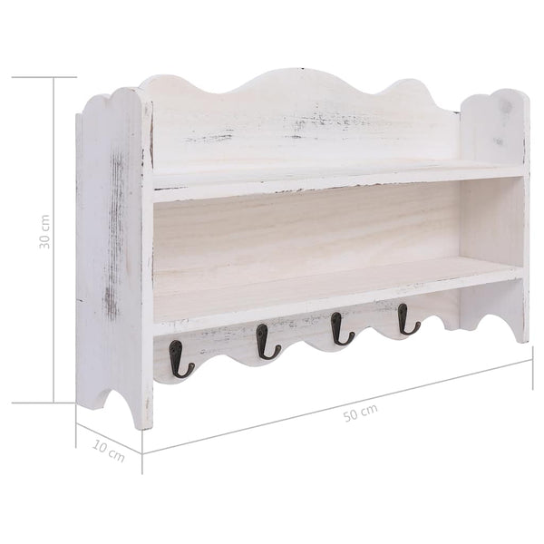 vidaXL Wall Coat Rack White 50 x 10 x 30 cm Wood