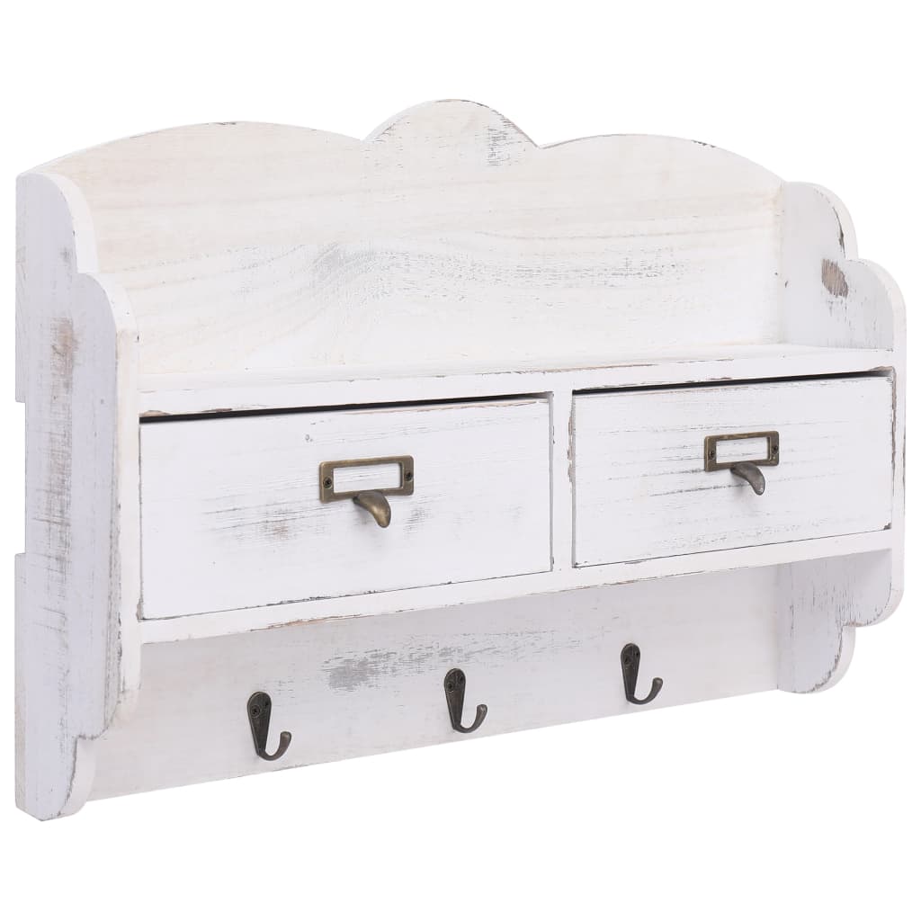 vidaXL Wall-Mounted Coat Rack White 50 x 10 x 34 cm Wood