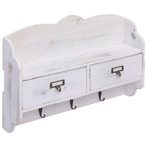 vidaXL Wall-Mounted Coat Rack White 50 x 10 x 34 cm Wood