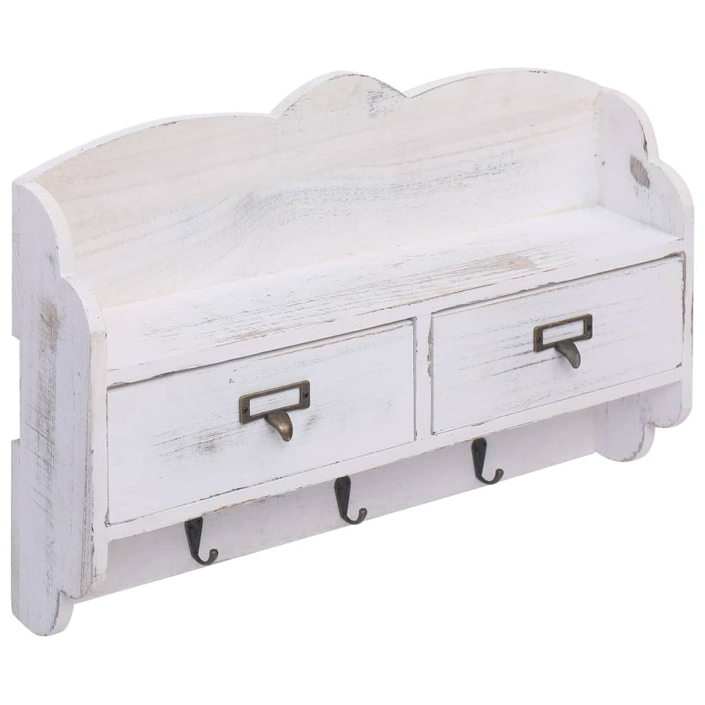 vidaXL Wall-Mounted Coat Rack White 50 x 10 x 34 cm Wood