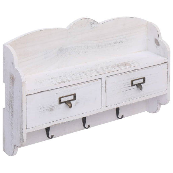 vidaXL Wall-Mounted Coat Rack White 50 x 10 x 34 cm Wood