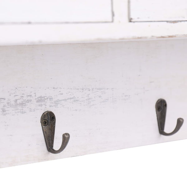 vidaXL Wall-Mounted Coat Rack White 50 x 10 x 34 cm Wood