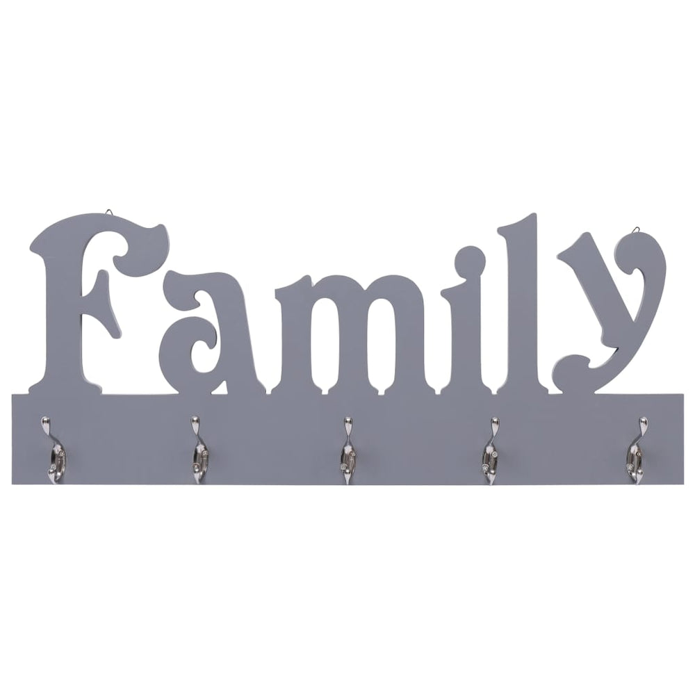 vidaXL Wall Coat Rack FAMILY Grey 74 x 29.5 cm