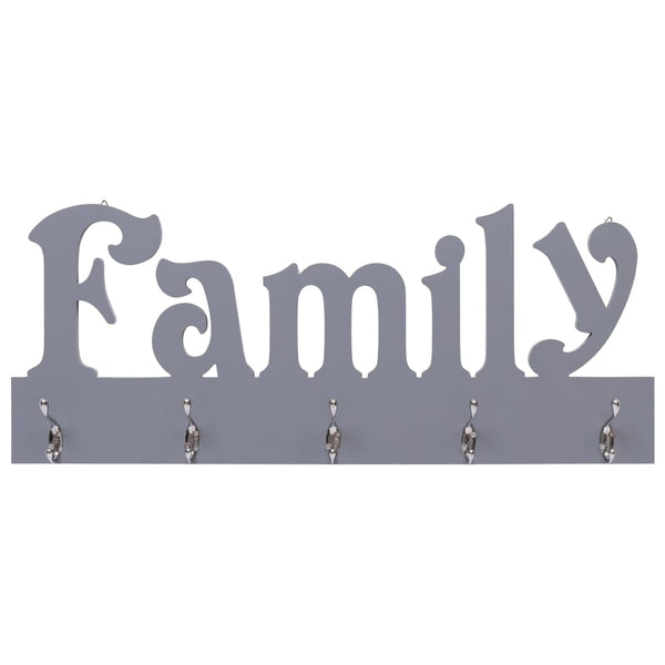 vidaXL Wall Coat Rack FAMILY Grey 74 x 29.5 cm