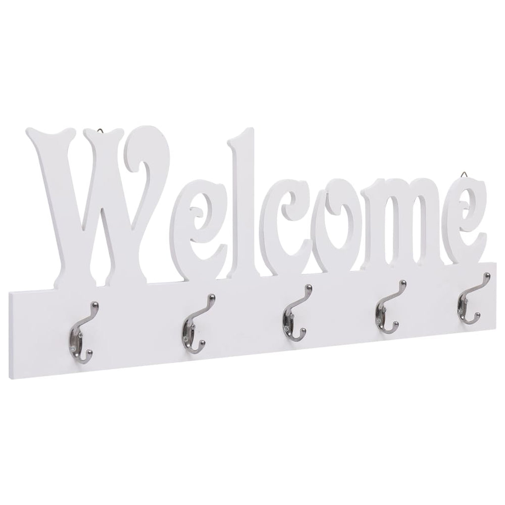 vidaXL Wall Coat Rack WELCOME White 74 x 29.5 cm