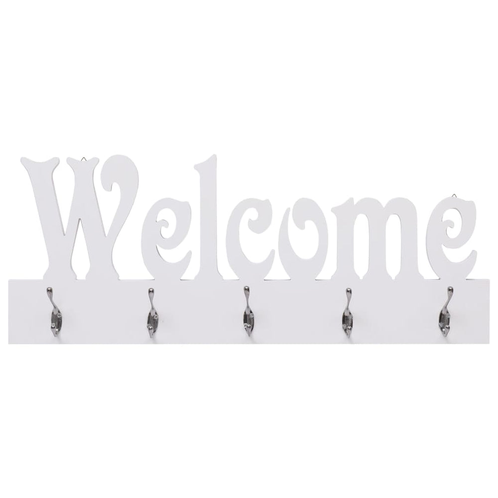 vidaXL Wall Coat Rack WELCOME White 74 x 29.5 cm