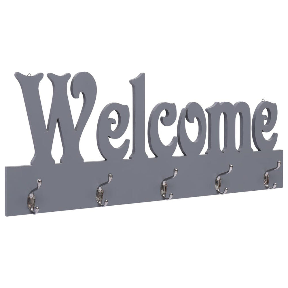 vidaXL Wall Coat Rack WELCOME Grey 74 x 29.5 cm