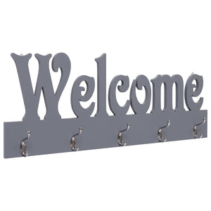 vidaXL Wall Coat Rack WELCOME Grey 74 x 29.5 cm