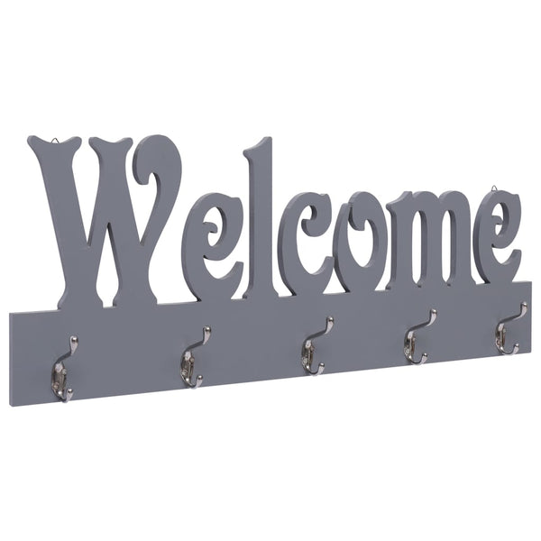 vidaXL Wall Coat Rack WELCOME Grey 74 x 29.5 cm