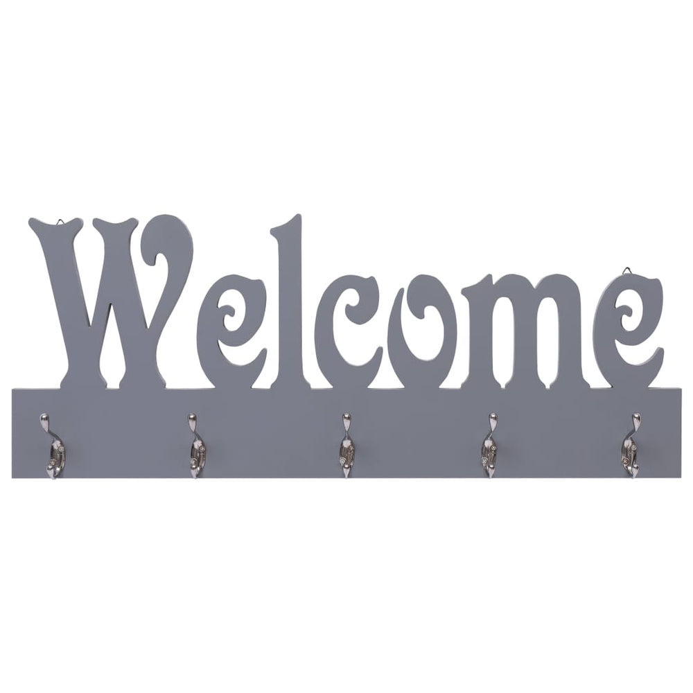 vidaXL Wall Coat Rack WELCOME Grey 74 x 29.5 cm