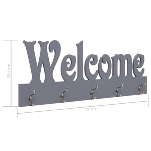 vidaXL Wall Coat Rack WELCOME Grey 74 x 29.5 cm