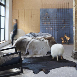 vidaXL Rug Genuine Cowhide Black 150x170 cm