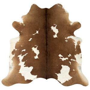vidaXL Rug Genuine Cowhide Brown and White 150x170 cm
