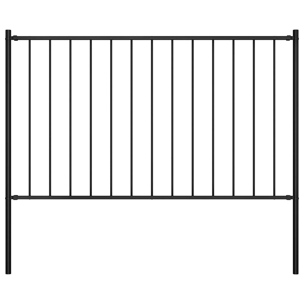 vidaXL Fence Panel Woerden with Posts Steel 1.7 x 0.75 m Black