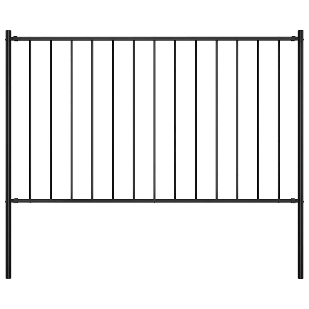 vidaXL Woerden Fence Panel with Posts Steel 1.7 x 1 m Black