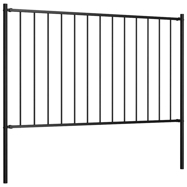 vidaXL Woerden Fence Panel with Posts Steel 1.7 x 1 m Black