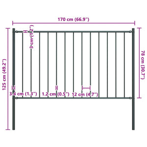 vidaXL Woerden Fence Panel with Post Steel 1.7 x 0.75 m Anthracite