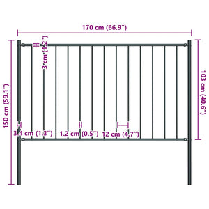 vidaXL Fence Panel Woerden with Post Steel 1.7 x 1 m Anthracite