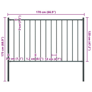 vidaXL Woerden Fence Panel with Posts Steel 1.7 x 1.25 m Anthracite