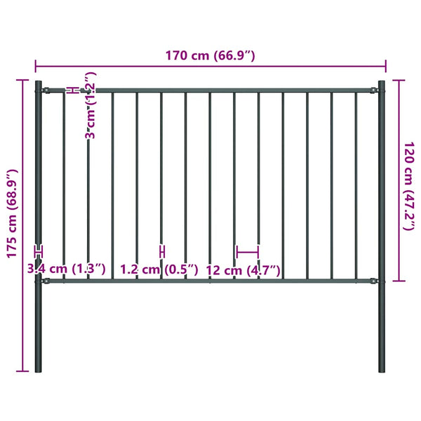 vidaXL Woerden Fence Panel with Posts Steel 1.7 x 1.25 m Anthracite