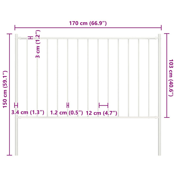 vidaXL Woerden Fence Panel with Posts Steel 1.7 x 1 m White