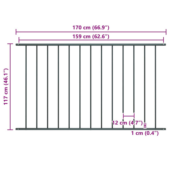 vidaXL Fence Panel Woerden Powder-Coated Steel 1.7 x 1.17 m Anthracite