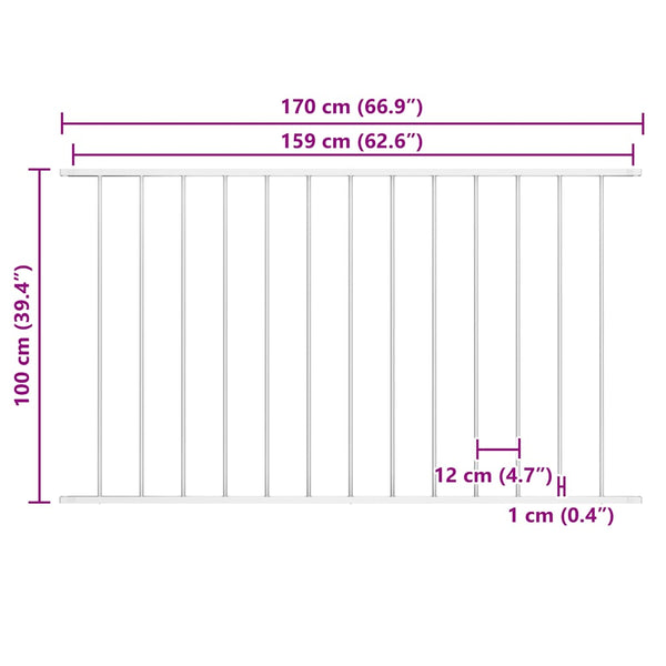 vidaXL Fence Panel Woerden Powder-Coated Steel 1.7 x 1 m White