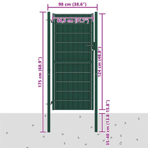 vidaXL Garden Gate PVC and Steel 100 x 124 cm Green