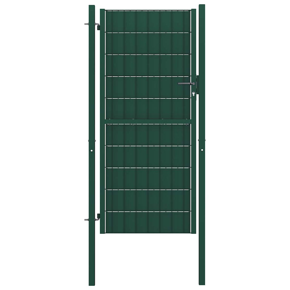 vidaXL PVC and Steel Garden Gate 100 x 204 cm Green