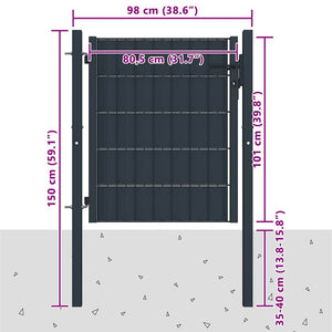 vidaXL PVC and Steel Garden Gate 100 x 100 cm Anthracite