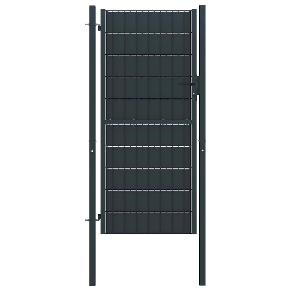 vidaXL PVC and Steel Garden Gate 100 x 124 cm Anthracite