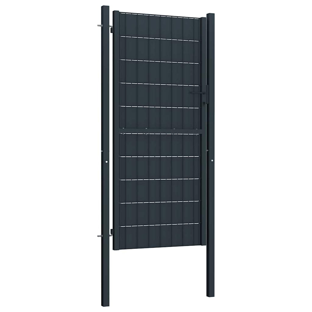 vidaXL PVC and Steel Garden Gate 100 x 124 cm Anthracite