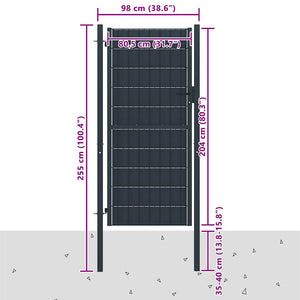 vidaXL Garden Gate PVC and Steel 100 x 204 cm Anthracite