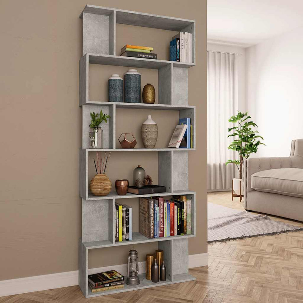 vidaXL Bookcase/Room Divider Concrete Grey 80x24x192 cm Engineered Wood